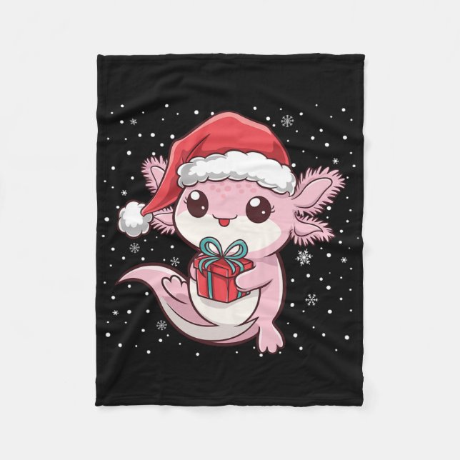 Funny Christmas Axolotl Xmas Axolotl For Men Women Fleece Blanket (Front)
