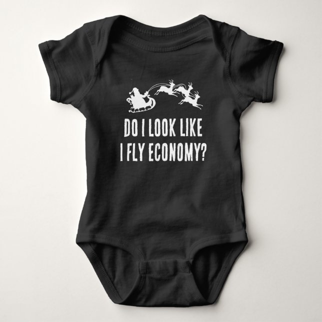 Funny Christmas Baby Bodysuit – Do I Fly Economy?  (Front)
