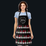 Funny Christmas Baking with my Gnomies | Black Apron<br><div class="desc">This cute,  funny holiday apron features a pattern of gnomes in red,  green,  grey,  and white over a custom colour background (shown in black). Stylish typography in a circle shape (a play on words) reads,  "Christmas Baking with my Gnomies." Perfect for Christmas holiday baking with family and friends!</div>