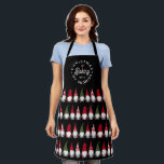 Funny Christmas Baking with my Gnomies | Black Apron<br><div class="desc">This cute,  funny holiday apron features a pattern of gnomes in red,  green,  grey,  and white over a custom colour background (shown in black). Stylish typography in a circle shape (a play on words) reads,  "Christmas Baking with my Gnomies." Perfect for Christmas holiday baking with family and friends!</div>