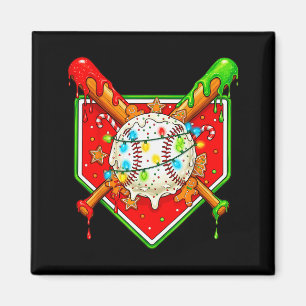 Funny Christmas Baseball Ice Cream Drip Men Women Magnet