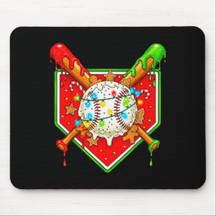 Funny Christmas Baseball Ice Cream Drip Men Women  Mouse Pad