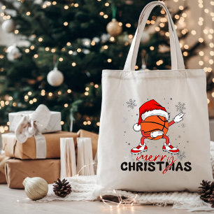Funny Christmas Basketball Dabbing Tote Bag
