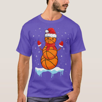 Funny Christmas Basketball Santa Snowman T-Shirt