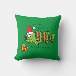 Funny Christmas Bass Fishing Fish Cute Cartoon Cushion