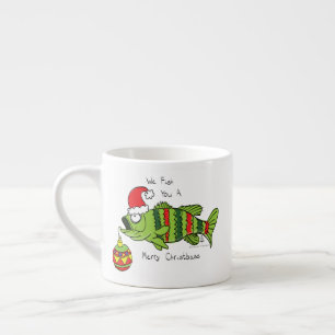 Funny Christmas Bass Fishing Fish Cute Cartoon Espresso Cup