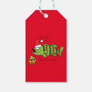 Funny Christmas Bass Fishing Fish Cute Cartoon Gift Tags