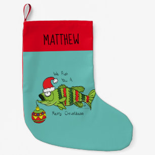Funny Christmas Bass Fishing Fish Cute Cartoon Small Christmas Stocking
