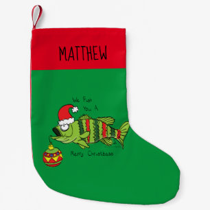 Funny Christmas Bass Fishing Fish Cute Cartoon Small Christmas Stocking