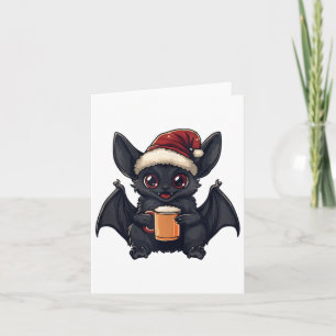 Funny Christmas Bat Animal With Beer Comic  Card