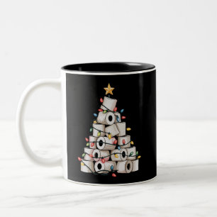 Funny Christmas Bathroom Toilet Paper Tree Humour Two-Tone Coffee Mug