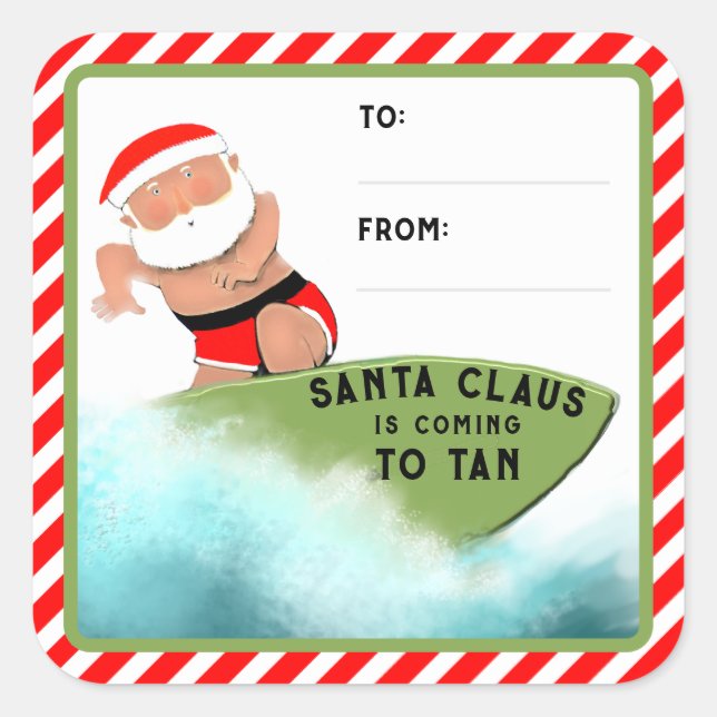 Funny Christmas Beach Gift Tags (Front)