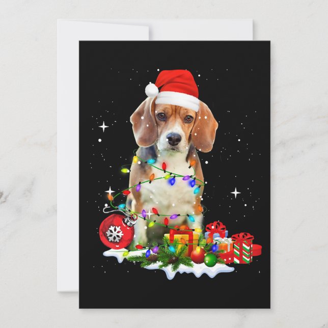 Funny Christmas Beagle Dog For Dog Dad Dog Mum Announcement (Front)