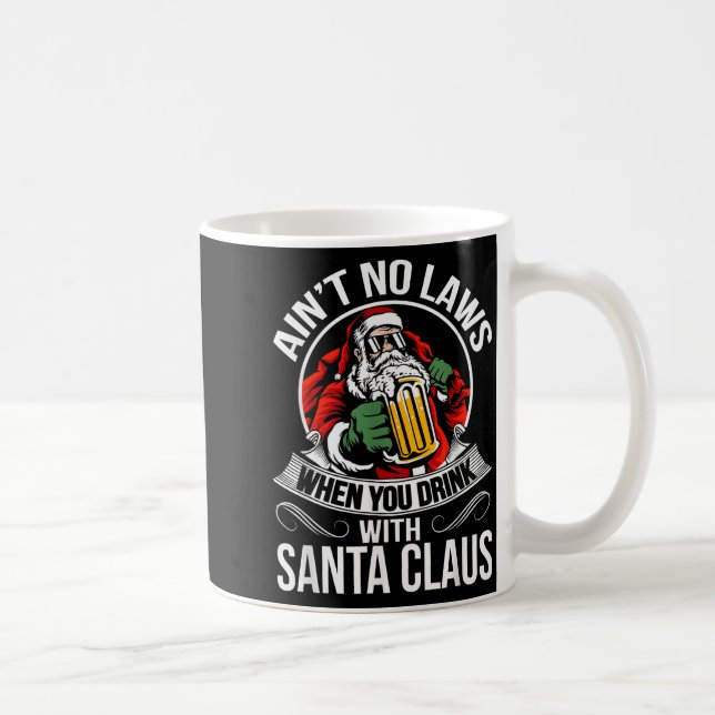 Funny Christmas Beer Drinking With Santa Clause  Coffee Mug (Right)