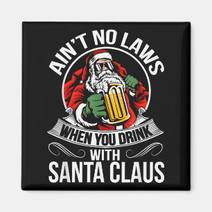 Funny Christmas Beer Drinking With Santa Clause Magnet