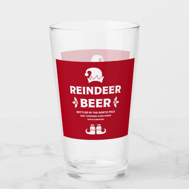 Funny Christmas Beer Labels Glass (Front)