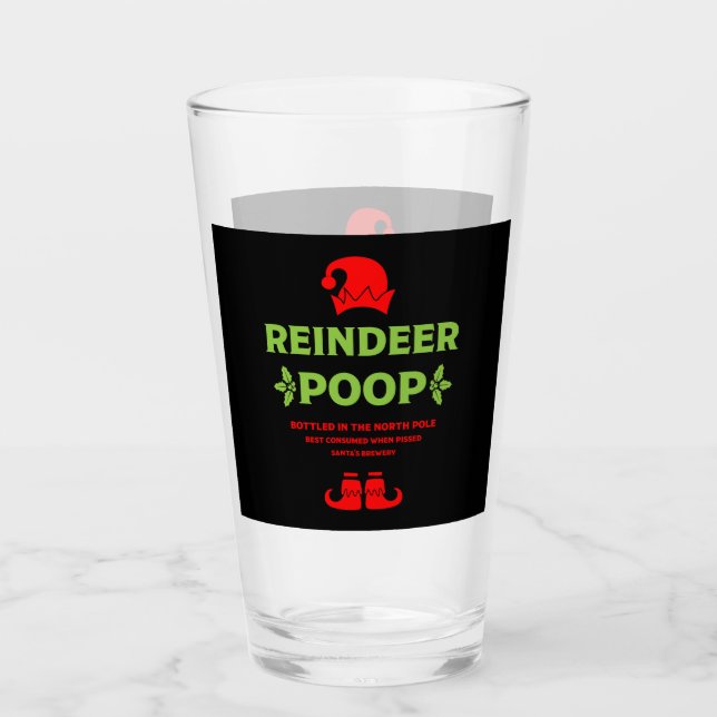 Funny Christmas Beer Labels Glass (Front)