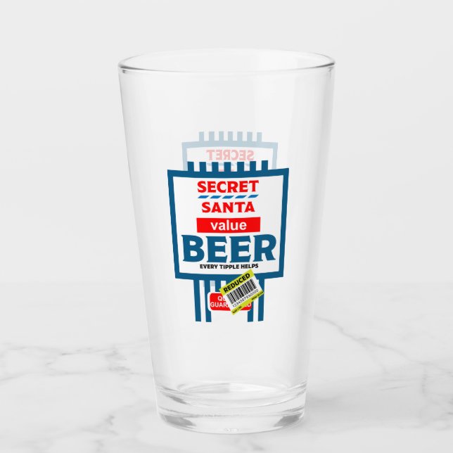 Funny Christmas Beer Labels Glass (Front)