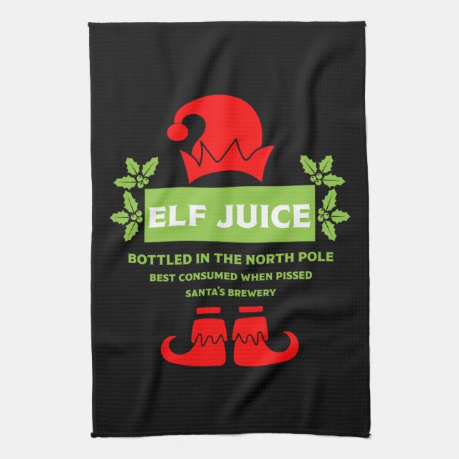 Funny Christmas Beer Labels Tea Towel (Vertical)