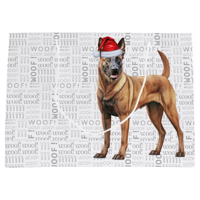 Funny Christmas Belgian Malinois Dog Lover Large Gift Bag (Front)
