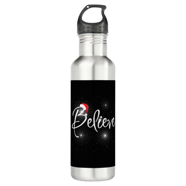 Funny Christmas Believe Quotes 710 Ml Water Bottle (Front)