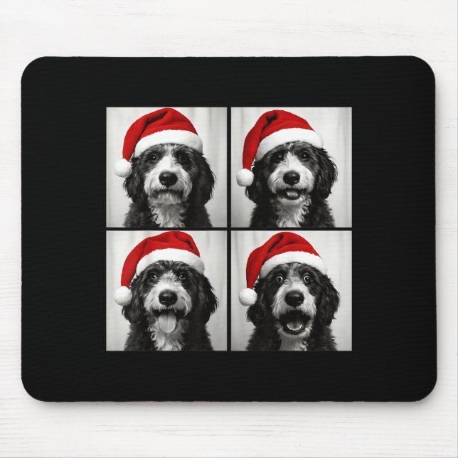 Funny Christmas Bernedoodle Santa Doodle Dog Photo Mouse Pad (Front)