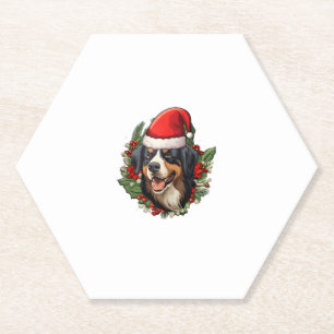 Funny Christmas Bernese Mountain Dog  Paper Coaster