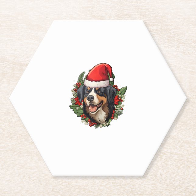 Funny Christmas Bernese Mountain Dog  Paper Coaster (Front)