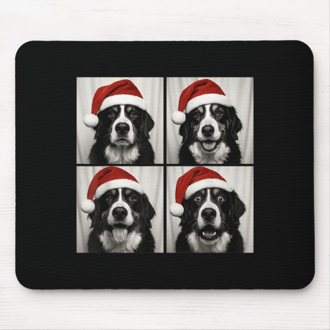 Funny Christmas Bernese Mountain Dog Santa Photo B Mouse Pad (Front)