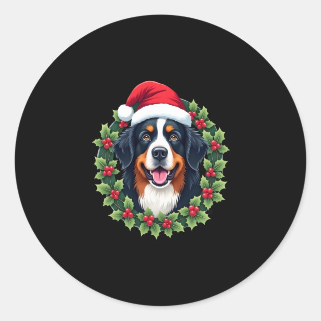 Funny Christmas Bernese Mountain Dog Tank Top Classic Round Sticker (Front)