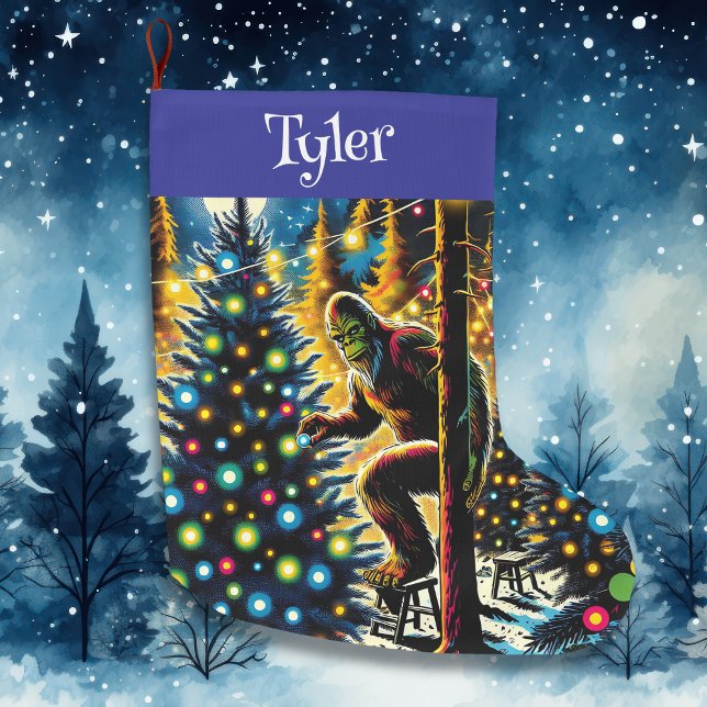 Funny Christmas Bigfoot Personalised Large Christmas Stocking (Creator Uploaded)
