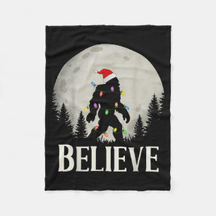 Funny Christmas Bigfoot Santa Hat Moon Sasquatch K Fleece Blanket