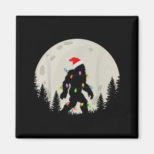 Funny Christmas Bigfoot Santa Hat Moon Sasquatch K Magnet