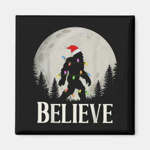 Funny Christmas Bigfoot Santa Hat Moon Sasquatch K Magnet