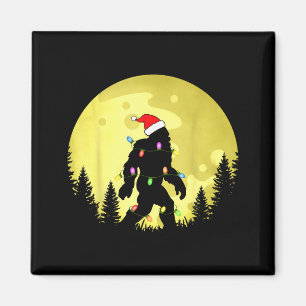 Funny Christmas Bigfoot Santa Hat Moon Sasquatch M Magnet