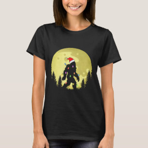 Funny Christmas Bigfoot Santa Hat Moon Sasquatch M T-Shirt