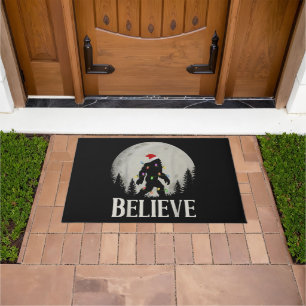 Funny Christmas Bigfoot Santa Moon Sasquatch Doormat