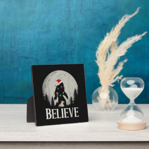 Funny Christmas Bigfoot Santa Moon Sasquatch Plaque