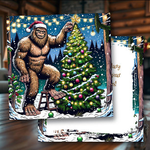 Funny Christmas Bigfoot Sasquatch Personalised Holiday Card