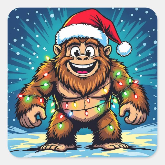 Funny Christmas Bigfoot Sasquatch Square Sticker (Front)