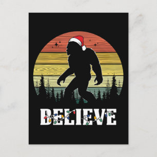Funny Christmas Bigfoot Wearing Santa Hat Holiday Postcard