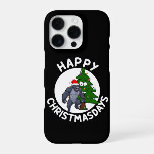 Funny Christmas Bigfoot Wearing Santa Hat iPhone 16 Pro Case