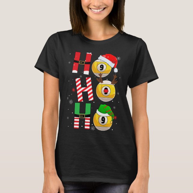 Funny Christmas Billiards Ho Ho Ho Xmas Matching P T-Shirt (Front)