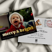 Funny Christmas Birth Announcement Gold Foil Card