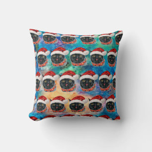 Funny Christmas Black Cat Christmas Party Cushion