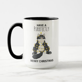 Funny Christmas Black Cat Simple Winter Humor Mug