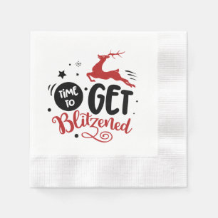 funny Christmas blitzened drinking party  Napkin