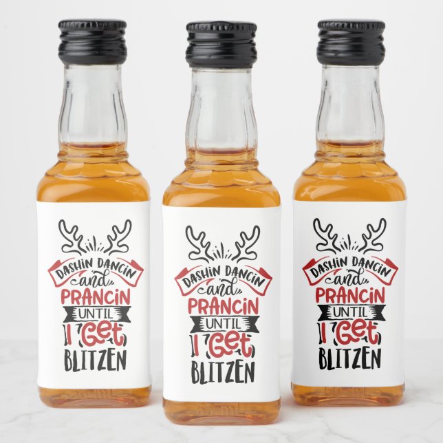funny Christmas Blitzened word art  Liquor Bottle Label (Bottles)