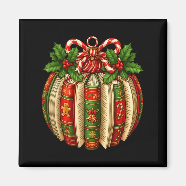 Funny Christmas Book Ornament Winter Xmas Teacher  Magnet (Front)