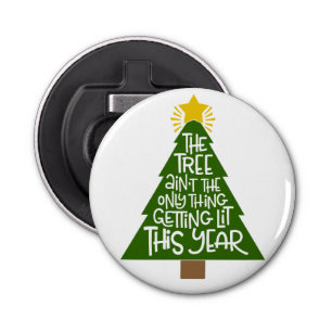 Funny Christmas Bottle Opener in Green